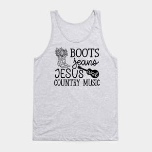 Boots Jeans Jesus and Country Music Guitar Cute Tank Top